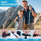 Ninonly Opvouwbare wandelstokken, carbon, Nordic Walking stokken voor dames en heren, lichte telescopische wandelstokken met EVA-handgreep en 3 punten, 150 kg draagkracht voor wandelingen, trekking