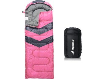 MalloMe Kampeerslaapzak Roze Pluche Comfort - 0 tot 18°C