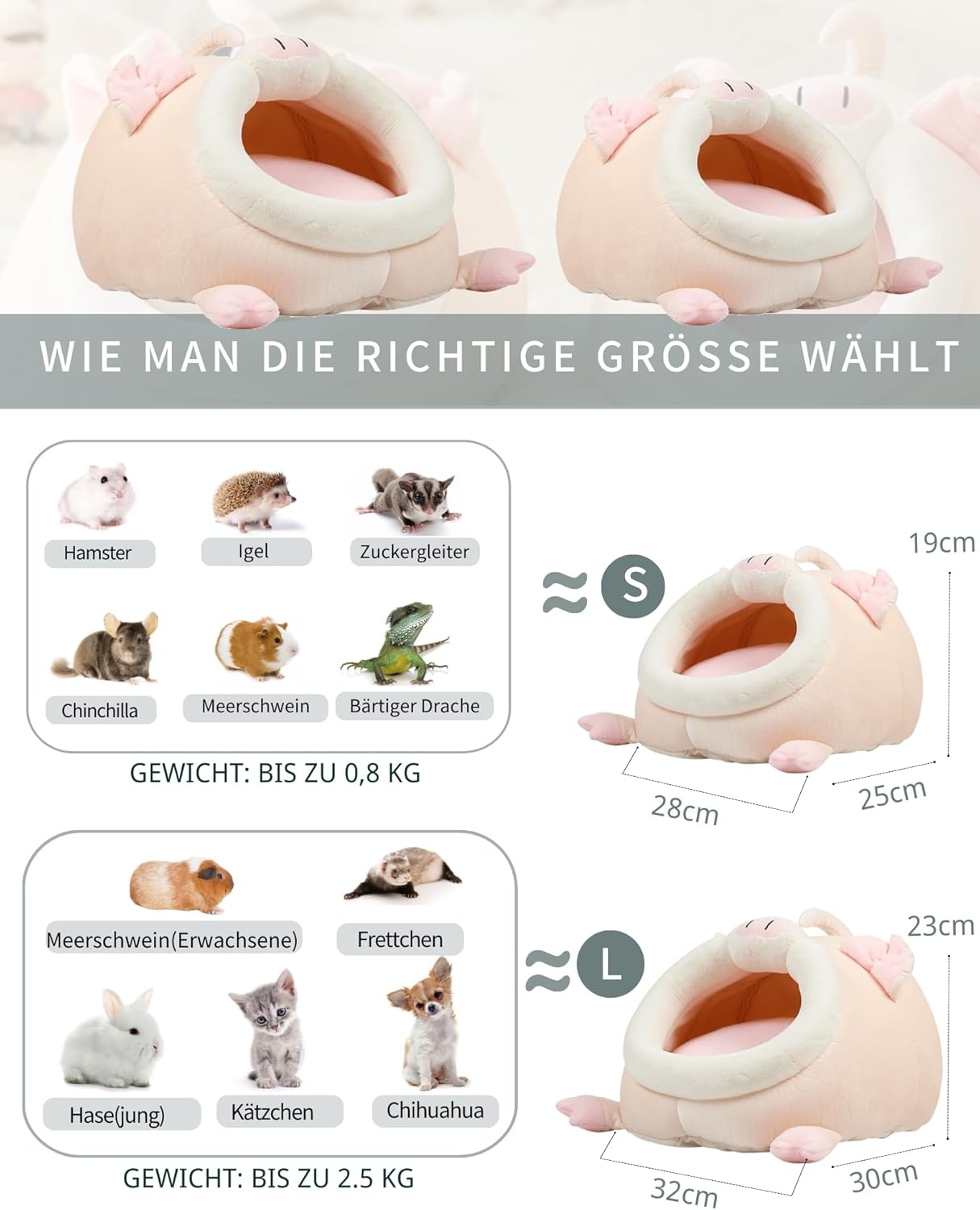 JanYoo Hondenhok & Konijnenmand L, Zacht en Wasbaar Knuffelnest voor Cavia's, Hamsters, Fretten en Meer