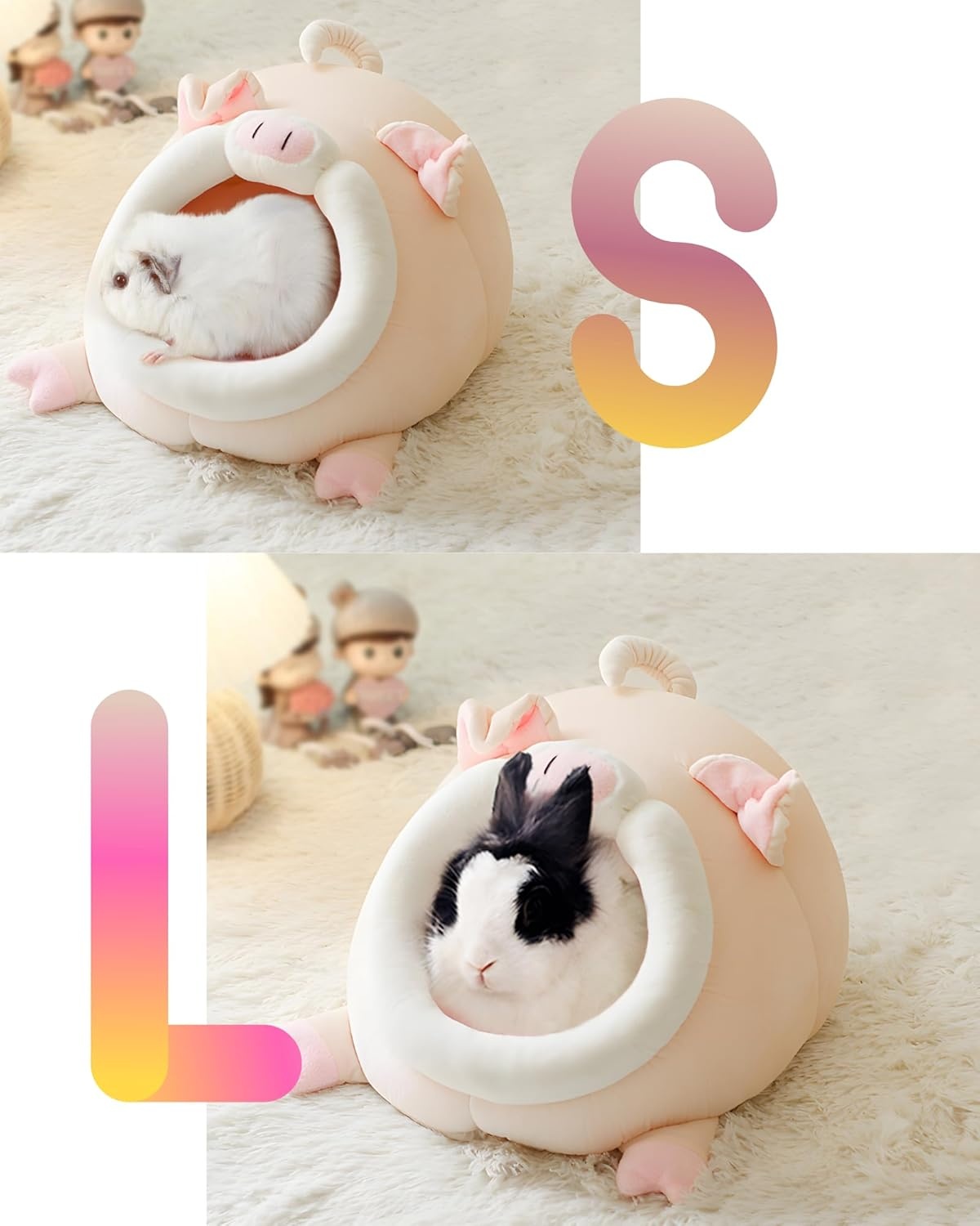 JanYoo Hondenhok & Konijnenmand L, Zacht en Wasbaar Knuffelnest voor Cavia's, Hamsters, Fretten en Meer