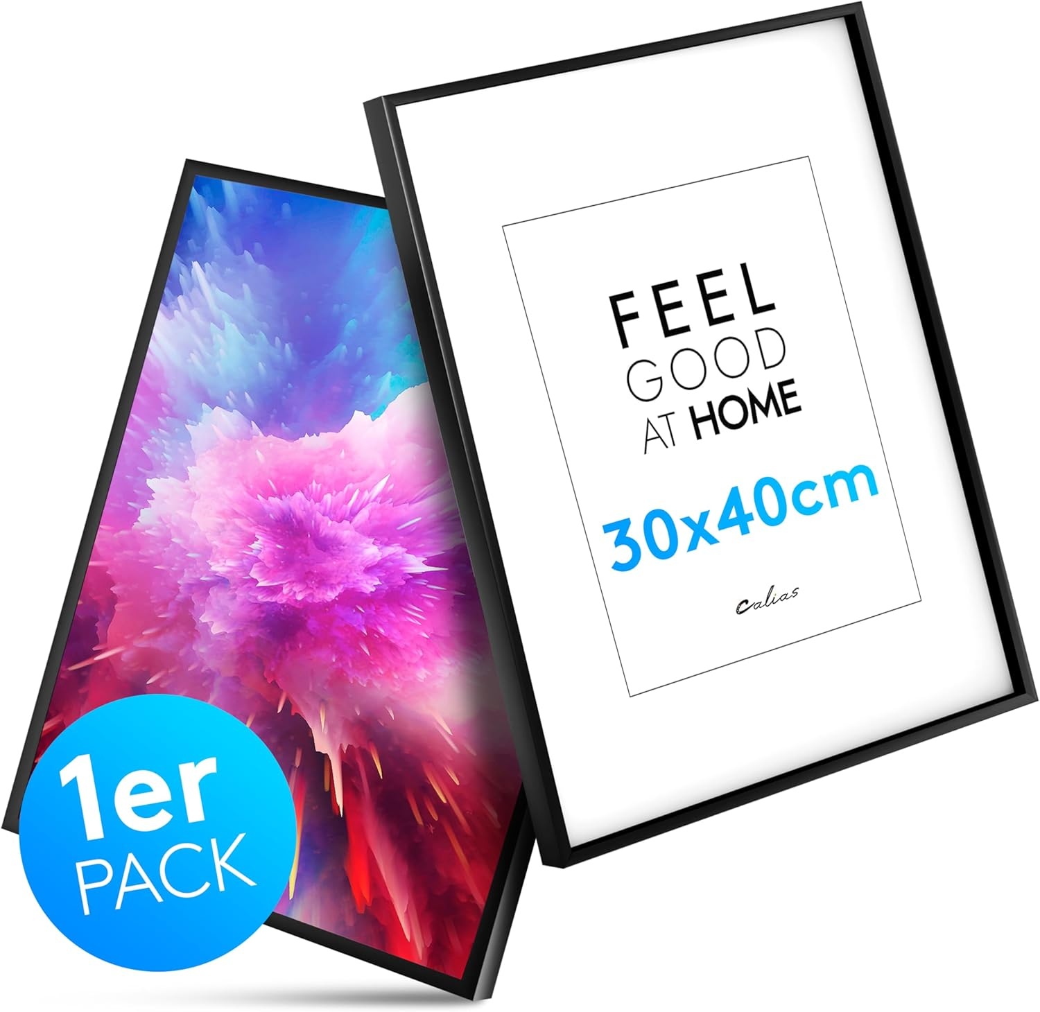 Calias® [1 stuk] Fotolijst, 30 x 40 cm, zwart, fotolijst van hout met onbreekbaar plexiglas, houten fotolijst incl. standaard en ophanging, echt houten fotolijst, FSC-gecertificeerd, made in EU, 1