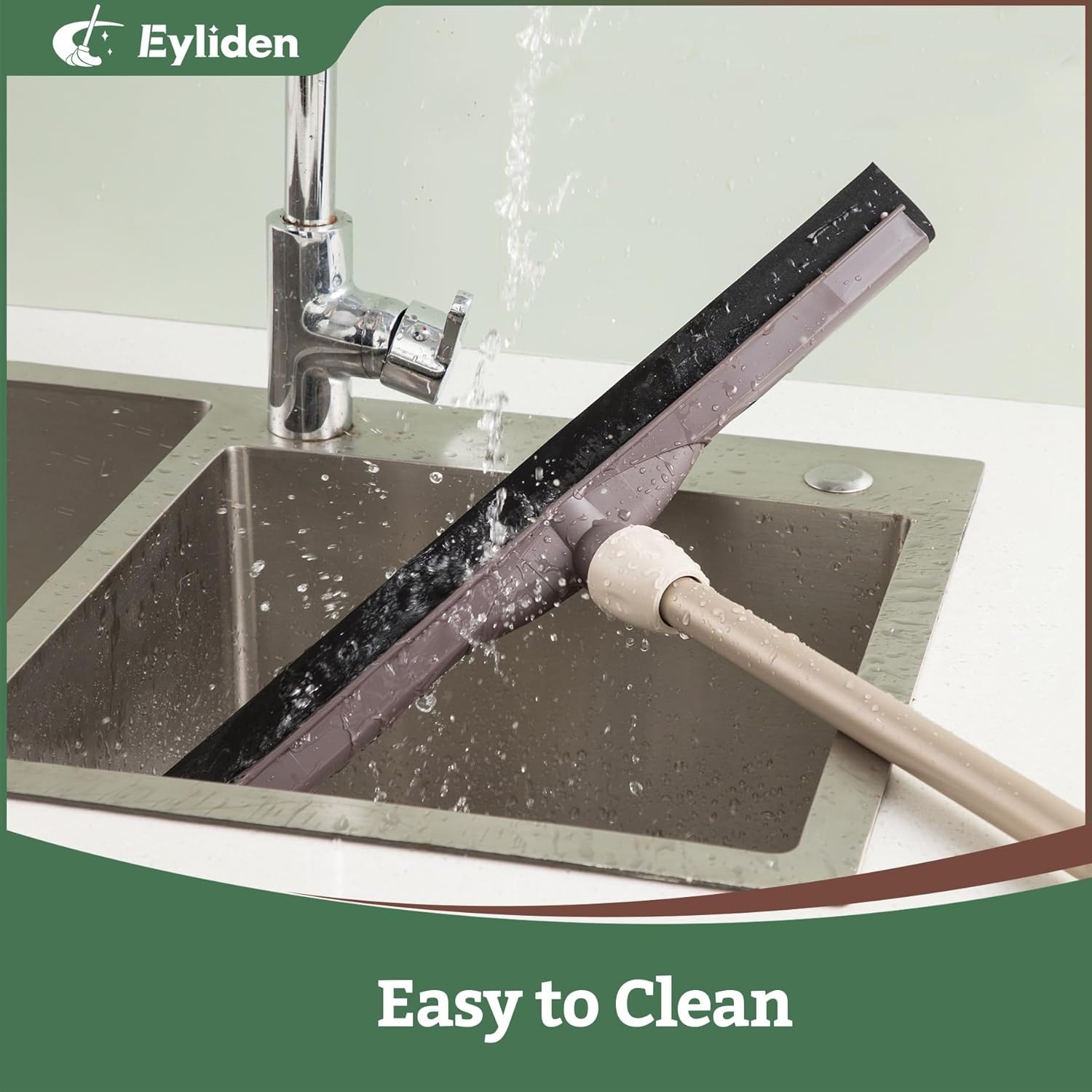 Eyliden Vloerwisser met telescopische handgreep, zware vloerreiniging, krasvast, duurzaam EVA-schuimblad voor badtegels, glazen ramen