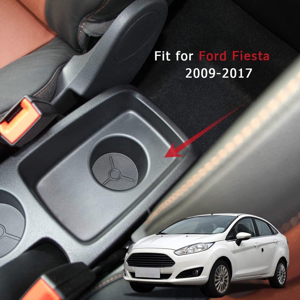 Armsteun met 7 USB-poorten voor Ford Fiesta MK7 (2009-2017) - Zwart met Zwarte Stiksels