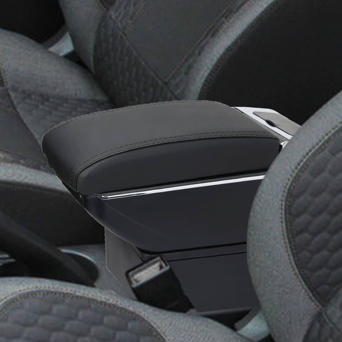 Armsteun met 7 USB-poorten voor Ford Fiesta MK7 (2009-2017) - Zwart met Zwarte Stiksels