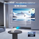 P30 Max Gaming-projector met 2 draadloze controllers, 35000 games, wifi 6 en bluetooth 5.4, 4K en 1080P, draagbaar met 50% zoom en 180° verstelbare ondersteuning