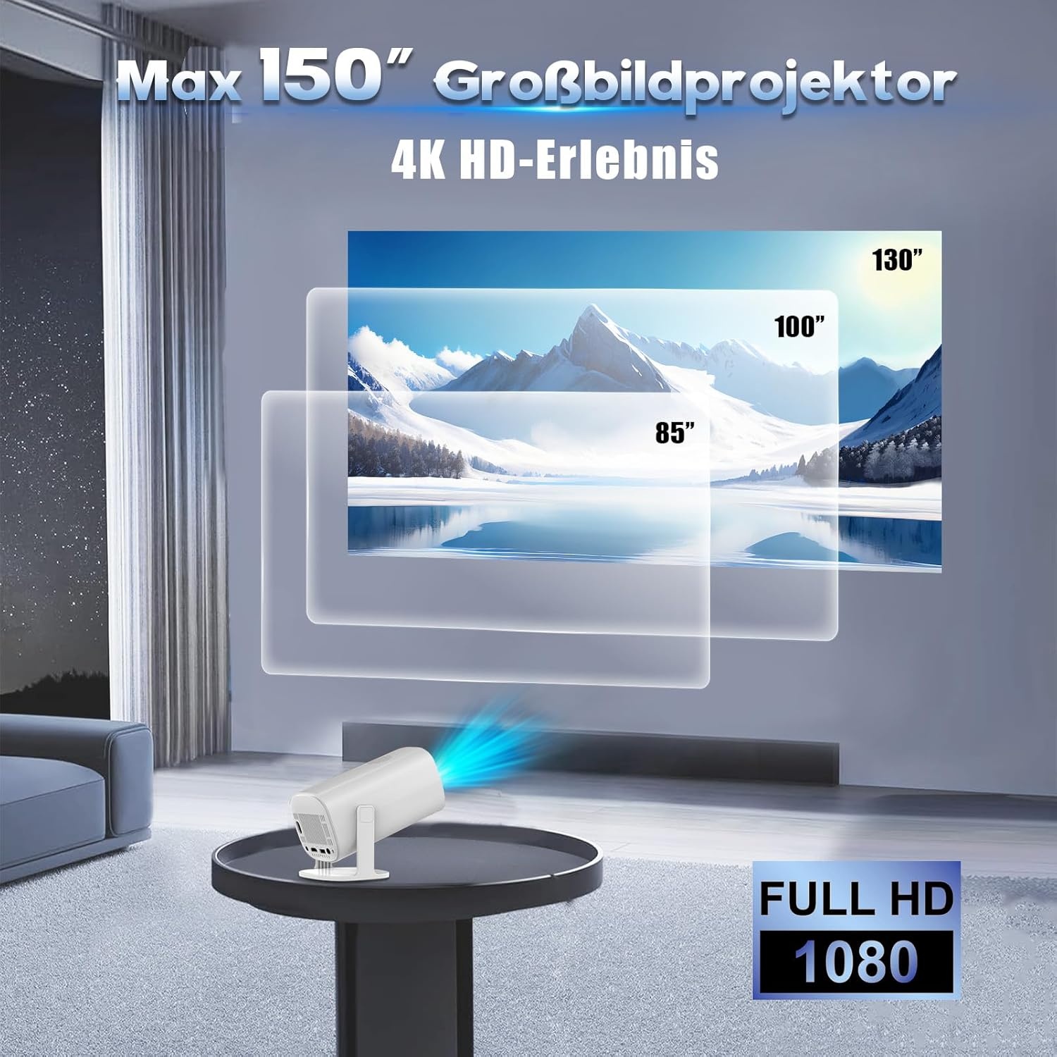 P30 Max Gaming-projector met 2 draadloze controllers, 35000 games, wifi 6 en bluetooth 5.4, 4K en 1080P, draagbaar met 50% zoom en 180° verstelbare ondersteuning