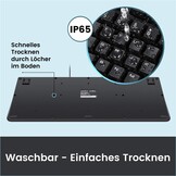Waterdicht wasbaar toetsenbord met numeriek blok, IP65, zwart, QWERTZ layout