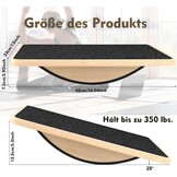 Balance Board van hout, premium balansboard en wiebelplank voor volwassenen, antislip evenwichtstrainer met lichaamsbalans-oefening, 33 x 42 cm, monobord (zwart, natuurlijk hout)