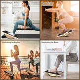 Balance Board van hout, premium balansboard en wiebelplank voor volwassenen, antislip evenwichtstrainer met lichaamsbalans-oefening, 33 x 42 cm, monobord (zwart, natuurlijk hout)