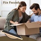 Balance Board van hout, premium balansboard en wiebelplank voor volwassenen, antislip evenwichtstrainer met lichaamsbalans-oefening, 33 x 42 cm, monobord (zwart, natuurlijk hout)