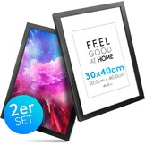 Calias Fotolijst 30 x 40 cm Zwart - Hout met Plexiglas, Inclusief Standaard en Ophanging (2 Stuks)
