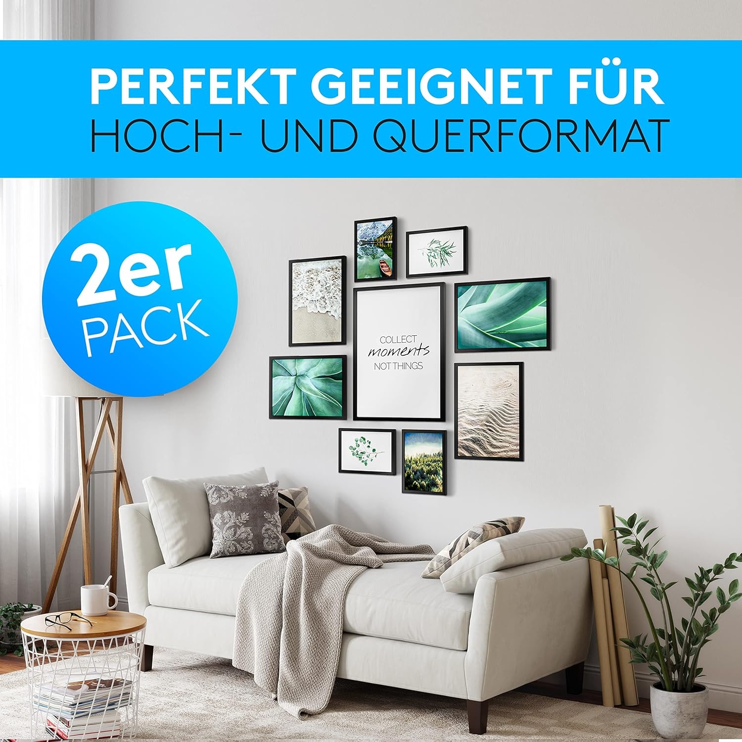 Calias Fotolijst 30 x 40 cm Zwart - Hout met Plexiglas, Inclusief Standaard en Ophanging (2 Stuks)