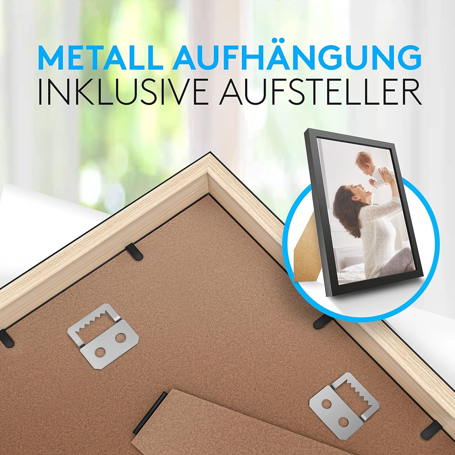 Calias Fotolijst 30 x 40 cm Zwart - Hout met Plexiglas, Inclusief Standaard en Ophanging (2 Stuks)