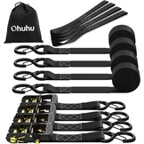 Ohuhu Spanbanden met Ratel en Haak - 4 stuks - Zwart, 4 cm x 4,6 m, 1500 kg Breekbelasting