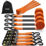 Ohuhu Spanbanden met Ratel en Haak - 4 stuks - Zwart, 4 cm x 4,6 m, 1500 kg Breekbelasting