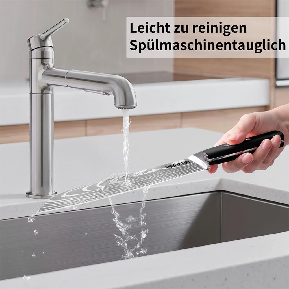 Professionele Messenset met 14 Delen en Messenblok, Inclusief 6 Steakmessen en Schaar