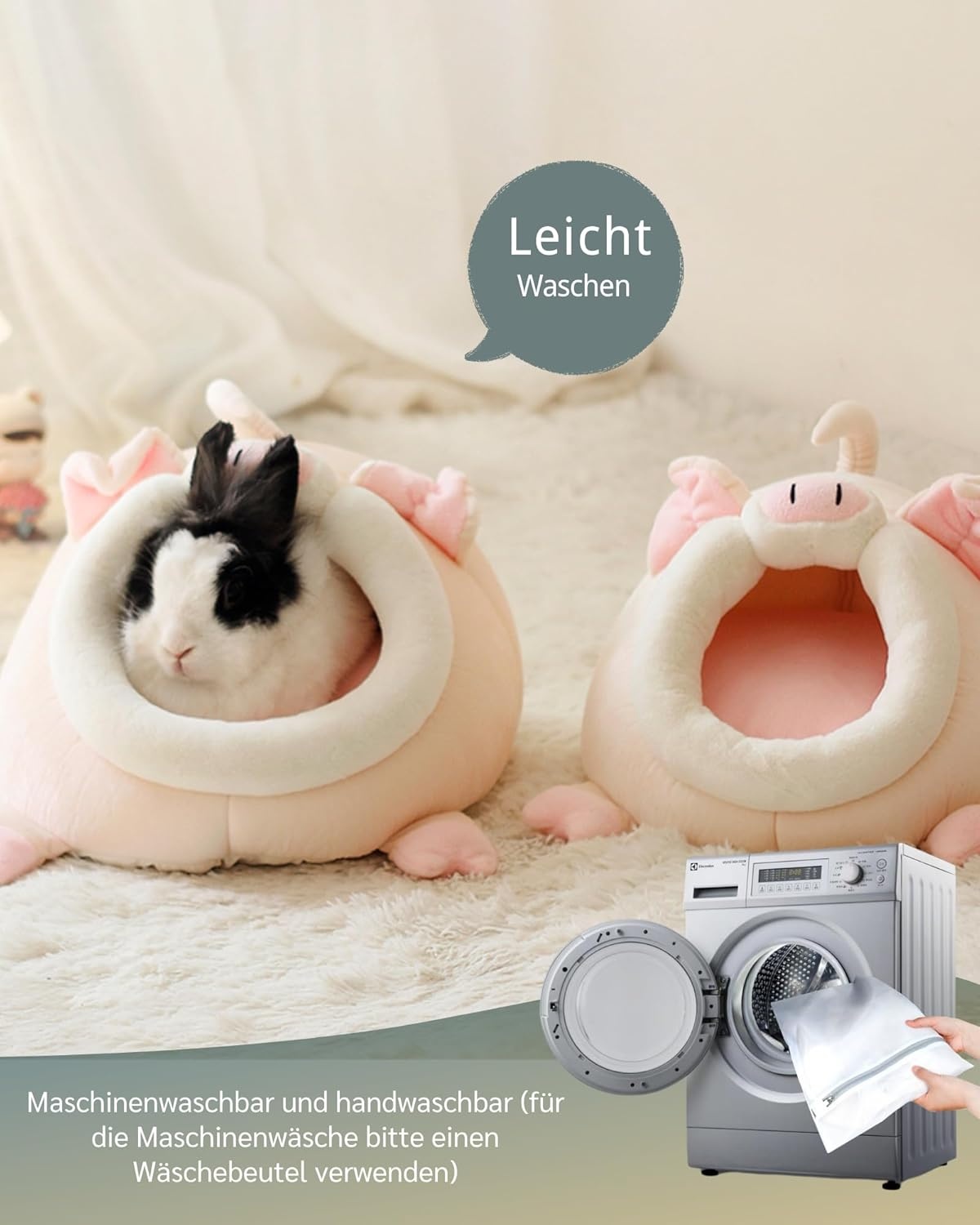 JanYoo Hondenhok & Konijnenmand L, Zacht en Wasbaar Knuffelnest voor Cavia's, Hamsters, Fretten en Meer