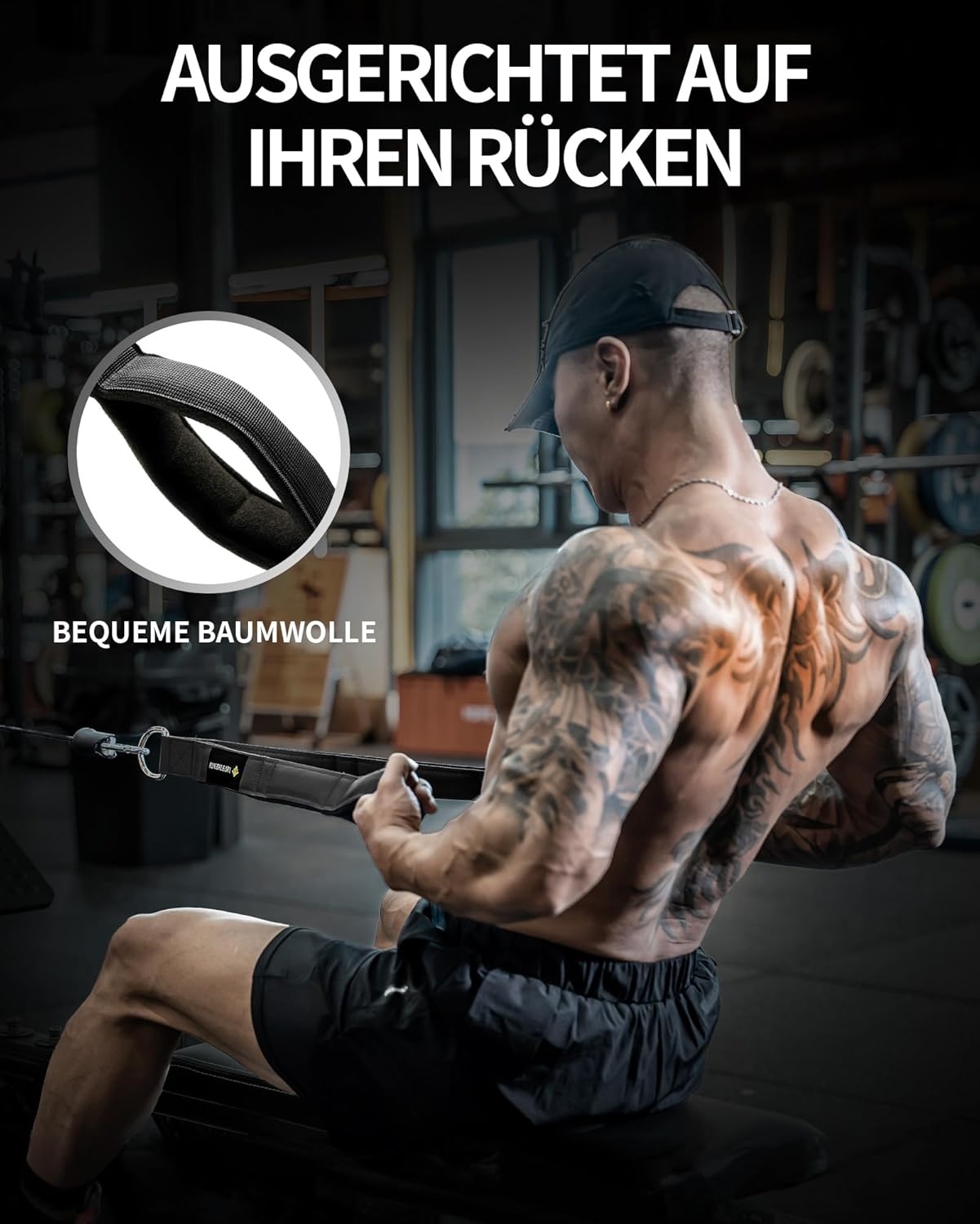 Tricepstouw-kabelbevestiging met groter bewegingsbereik, triceps-pull-down touw voor push-downs, crunches, facepulls voor professionele fitnessstudio (zes foles)