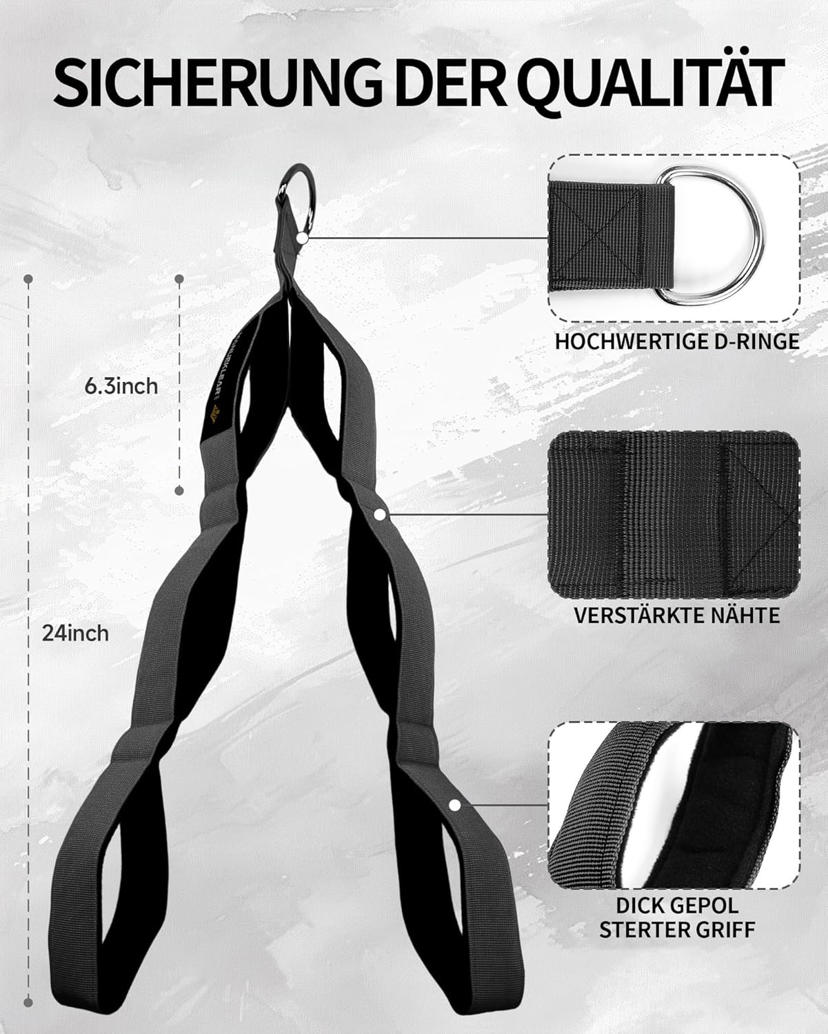 Tricepstouw-kabelbevestiging met groter bewegingsbereik, triceps-pull-down touw voor push-downs, crunches, facepulls voor professionele fitnessstudio (zes foles)