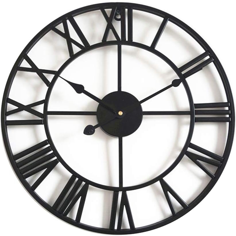 Stille Vintage Wandklok - Zwart Metaal (40cm) met Romeinse Cijfers - 56% Korting!