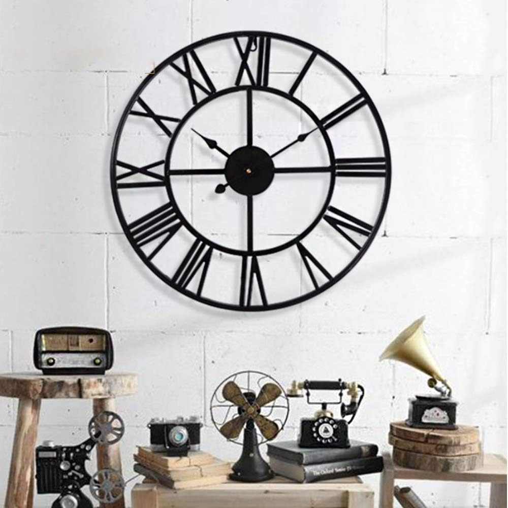 Stille Vintage Wandklok - Zwart Metaal (40cm) met Romeinse Cijfers - 56% Korting!