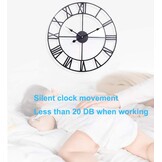 Vintage Stille Wandklok, 40 cm Skelet Metalen Klok voor Woonkamer Keuken Café Hotel Kantoor Huisdecoratie (Zwart)