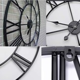 Stille Vintage Wandklok - Zwart Metaal (40cm) met Romeinse Cijfers - 56% Korting!