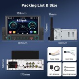 Autoradio Android 13 1 Din met Wireless Apple CarPlay & Android Auto, 6,2 inch touchscreen, Bluetooth, WiFi, GPS, achteruitrijcamera, 2+32GB