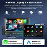 Autoradio Android 13 1 Din met Wireless Apple CarPlay & Android Auto, 6,2 inch touchscreen, Bluetooth, WiFi, GPS, achteruitrijcamera, 2+32GB