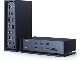 Thunderbolt 4 Dockingstation 20-in-1, 4x 6K@60Hz beeldschermen, 40Gbps, 96W PD voor MacBook Pro