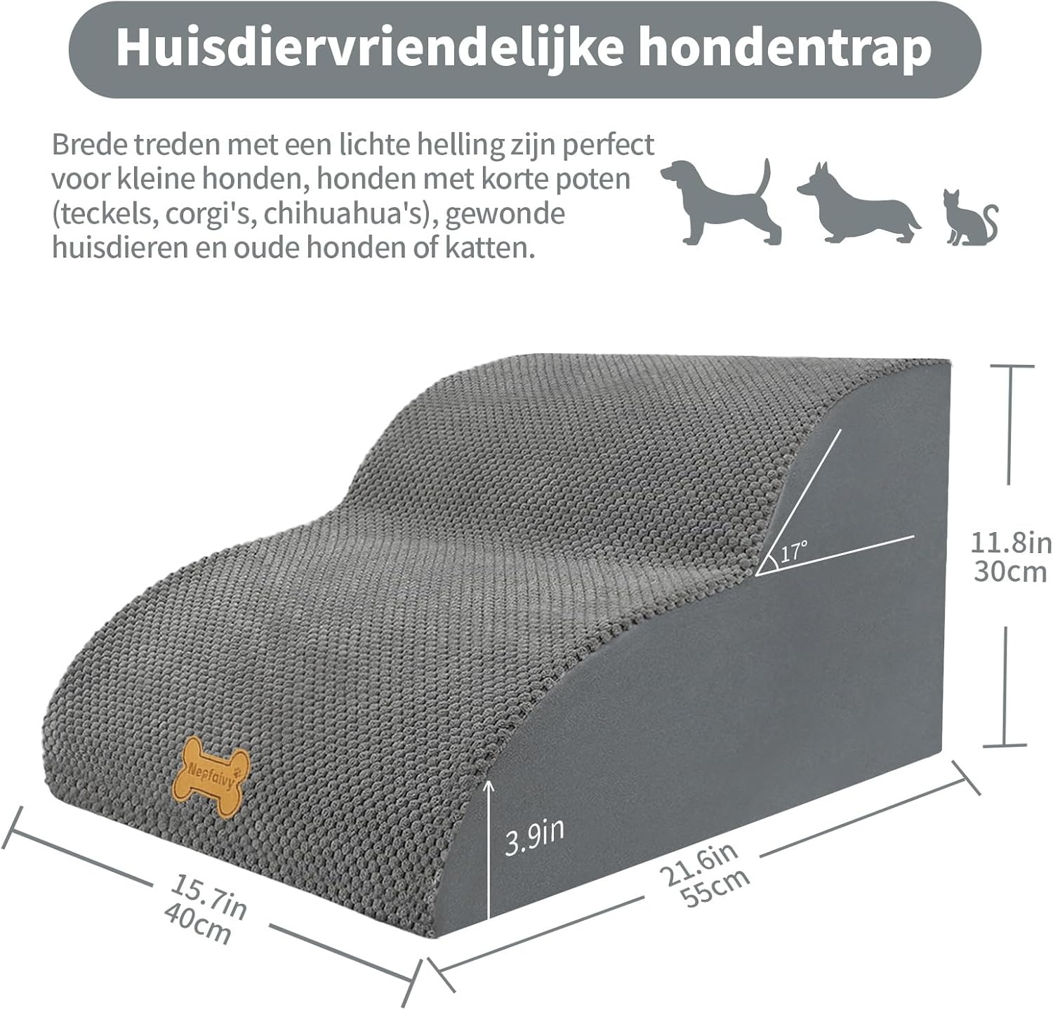 Honden trapjes 2 treden 55x40x30cm voor kleine honden - Bed & bank