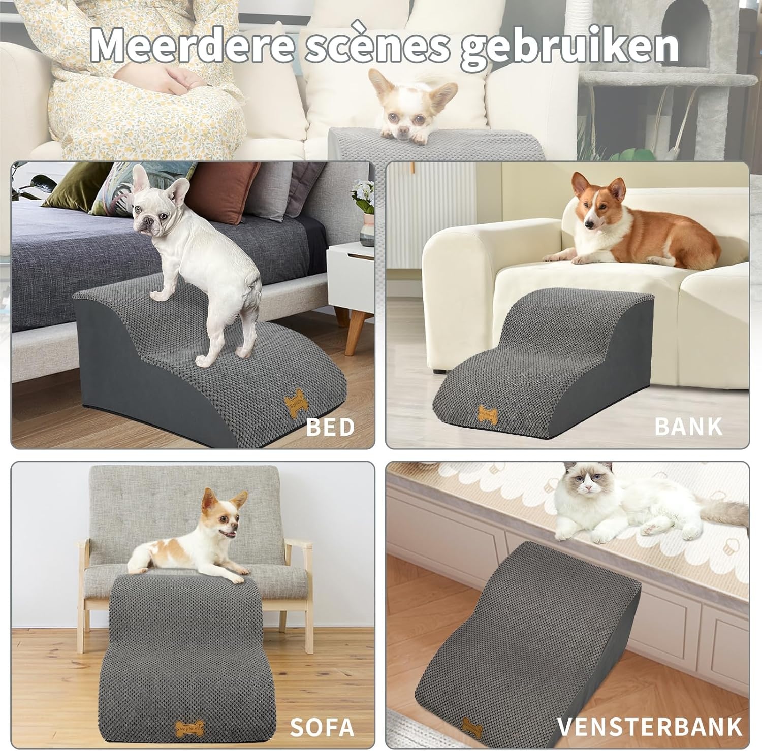 Honden trapjes 2 treden 55x40x30cm voor kleine honden - Bed & bank