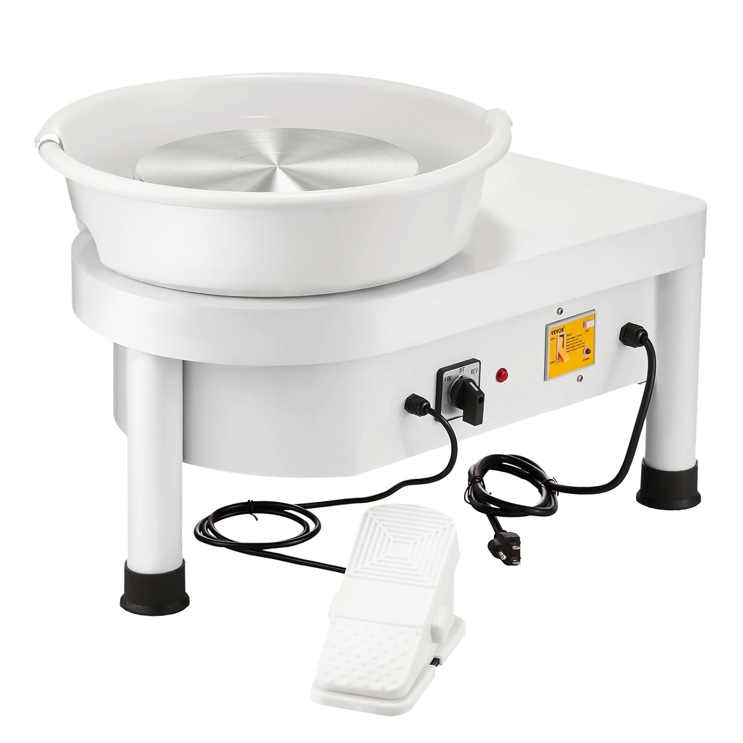 Mophorn Pottenbakkersschijf, elektrisch, 25 cm, vormmachine, 280 W, keramische machine, keramische wielmachine, doe-het-zelf voor keramische werkzaamheden, kunsthandwerk, wit