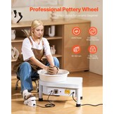 Mophorn Pottenbakkersschijf, elektrisch, 25 cm, vormmachine, 280 W, keramische machine, keramische wielmachine, doe-het-zelf voor keramische werkzaamheden, kunsthandwerk, wit
