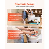 Mophorn Pottenbakkersschijf, elektrisch, 25 cm, vormmachine, 280 W, keramische machine, keramische wielmachine, doe-het-zelf voor keramische werkzaamheden, kunsthandwerk, wit