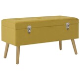 Fluwelen Bankje met Opbergvak - 80cm Mosterdgeel - 72% Korting