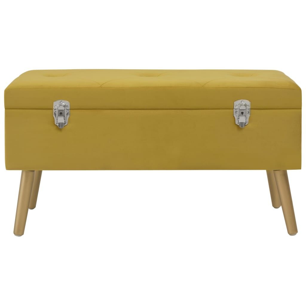 Fluwelen Bankje met Opbergvak - 80cm Mosterdgeel - 72% Korting