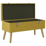 Fluwelen Bankje met Opbergvak - 80cm Mosterdgeel - 72% Korting