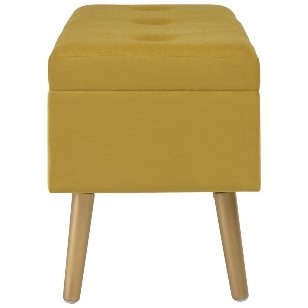 Fluwelen Bankje met Opbergvak - 80cm Mosterdgeel - 72% Korting