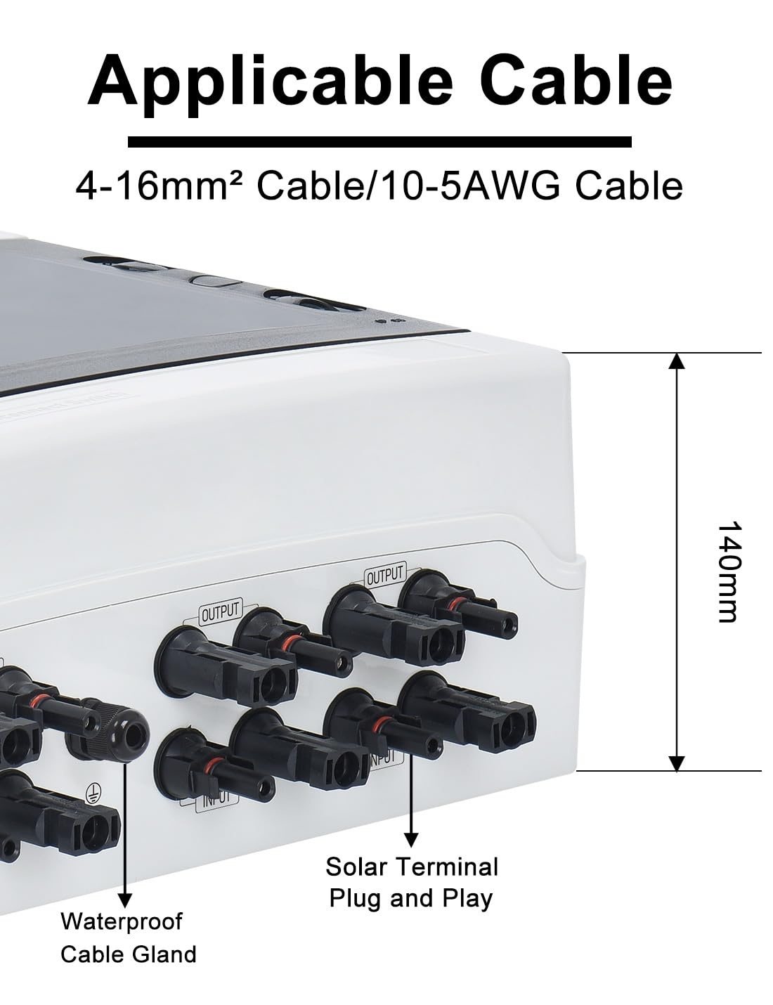 DIHOOL DC PV Overspanningsbeveiliging 4-kanaals Zonne-aansluitbox voor 4 Zonnepanelen 400W Balkonsysteem DC 15A