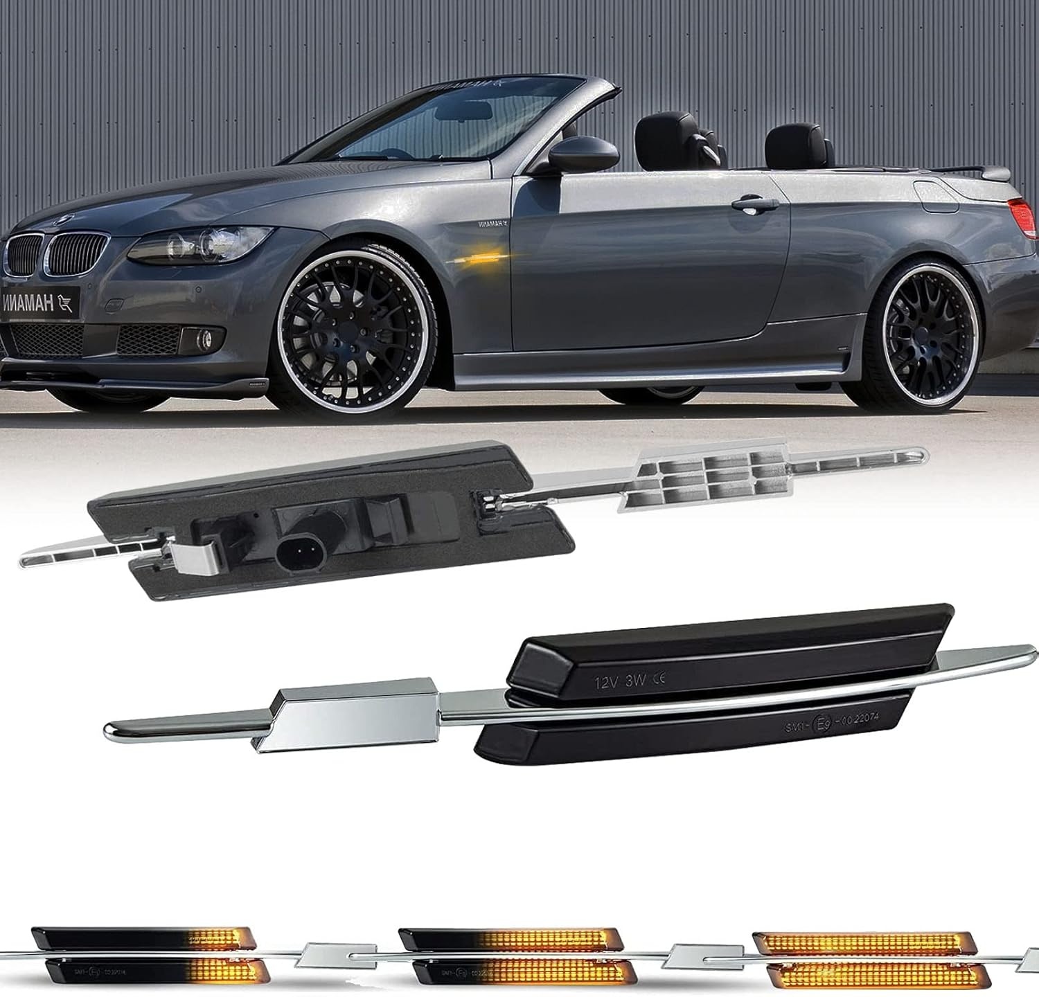 LED Zijmarkeringslichten Dynamisch Knipperend Amber voor BMW 1 3 5 Serie E90 E91 E92 E93 E60 E61 E82 E88 Gesmokte Lens