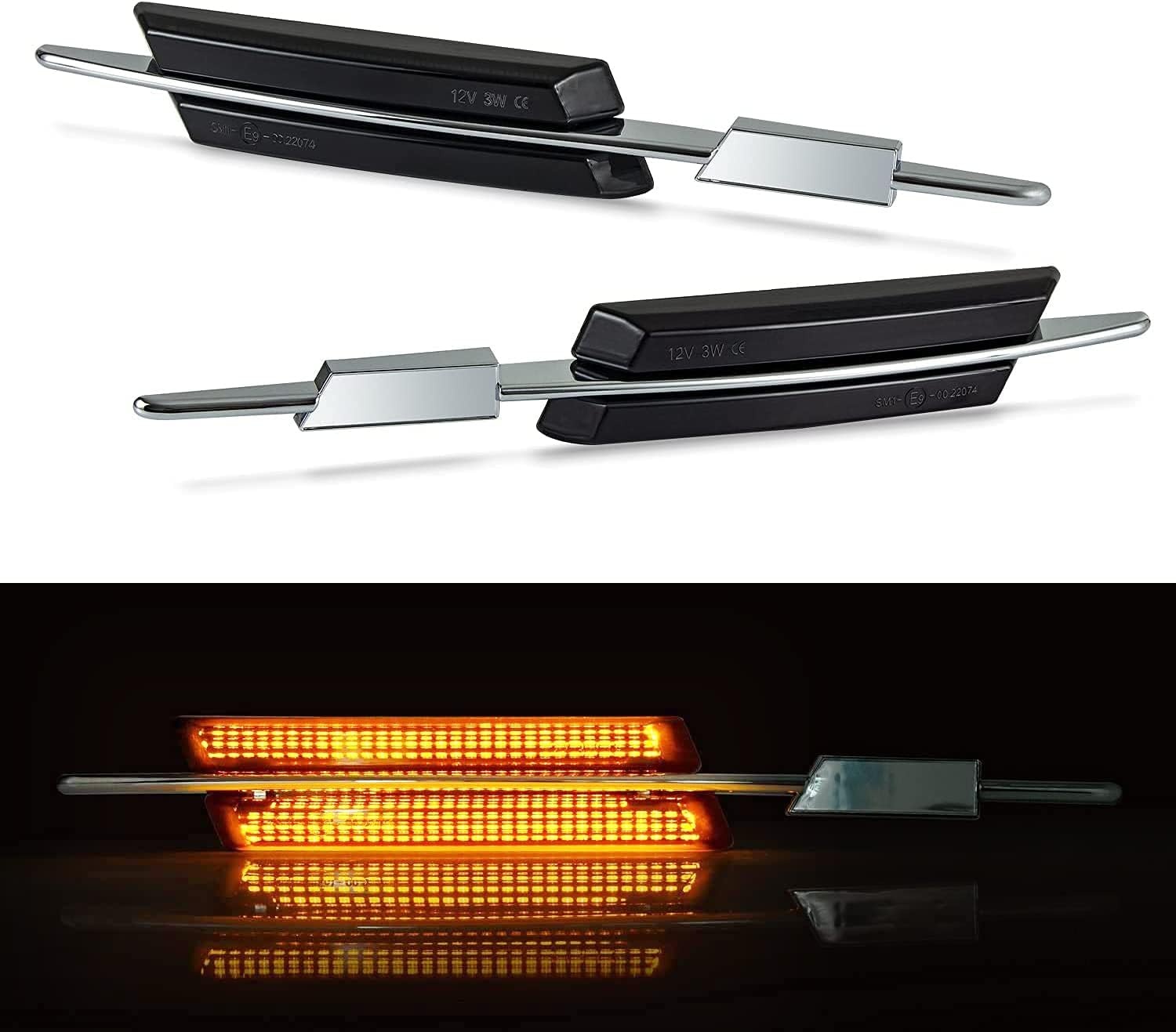 LED Zijmarkeringslichten Dynamisch Knipperend Amber voor BMW 1 3 5 Serie E90 E91 E92 E93 E60 E61 E82 E88 Gesmokte Lens
