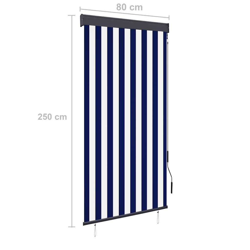 vidaXL Buitenrolgordijn 80x250cm Blauw/Wit - 45% Korting!