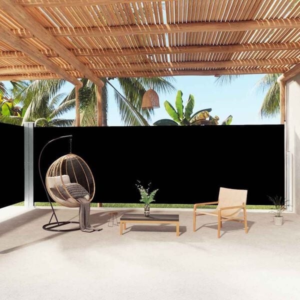 Uittrekbaar Windscherm 200x1000cm Zwart - 35% Korting