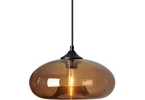 Industriële Hanglamp Vintage met Bruine Glazen Kap - 41% Korting