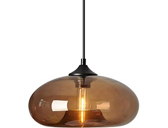 Industriële Hanglamp Vintage met Bruine Glazen Kap - 41% Korting