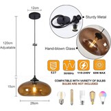 Industriële Hanglamp Vintage met Bruine Glazen Kap - 41% Korting