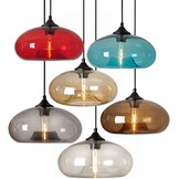 Industriële Hanglamp Vintage met Bruine Glazen Kap - 41% Korting