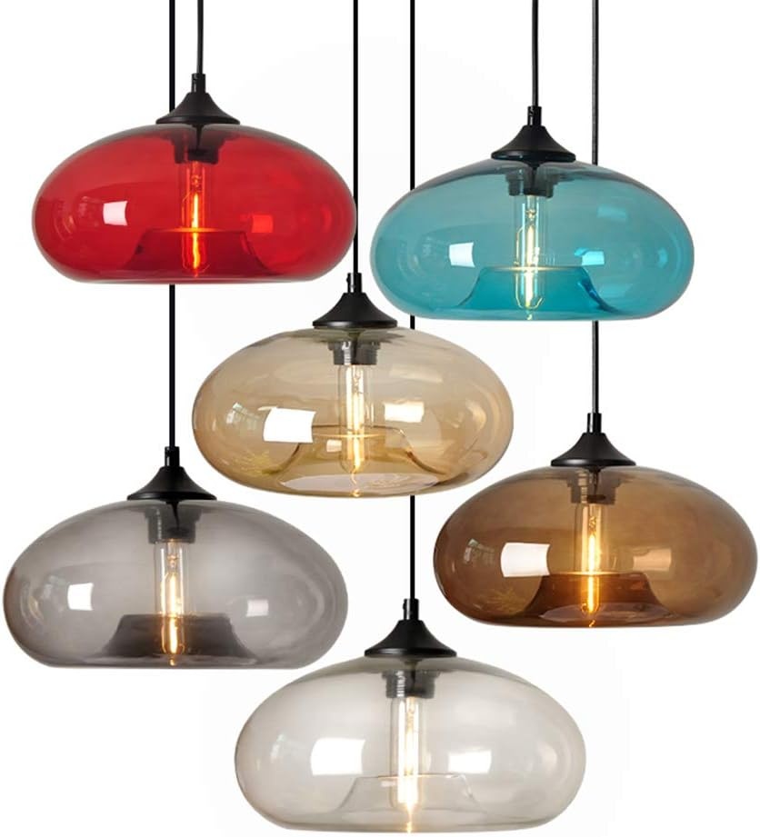 Industriële Hanglamp Vintage met Bruine Glazen Kap - 41% Korting