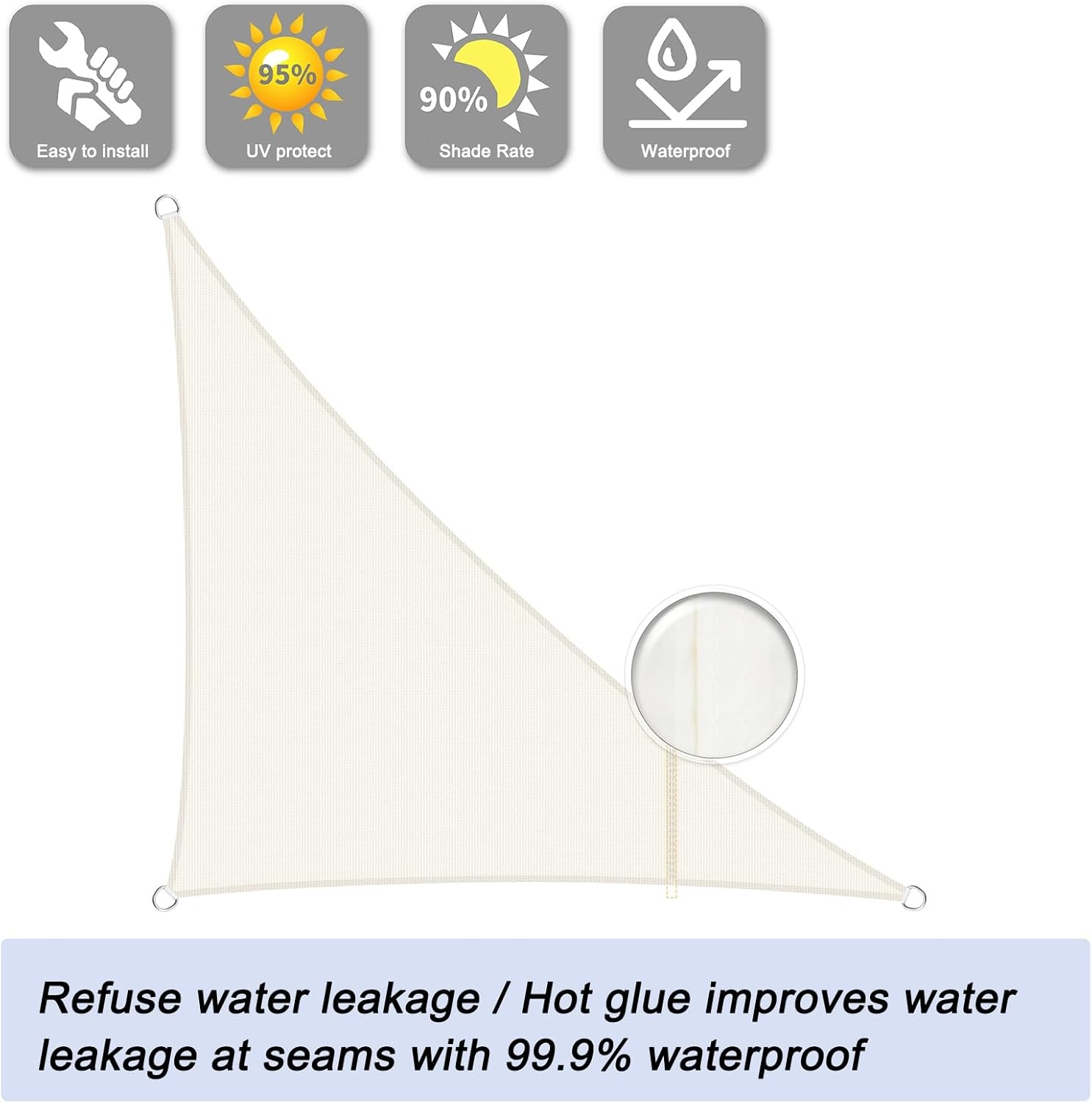 Zonnezeil Driehoekig Waterdicht 39% Korting - Crema